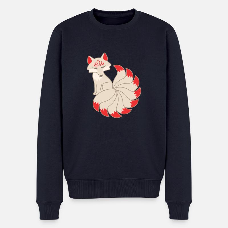 Kitsune Fuchs - Männer Premium Bio Pullover - Navy