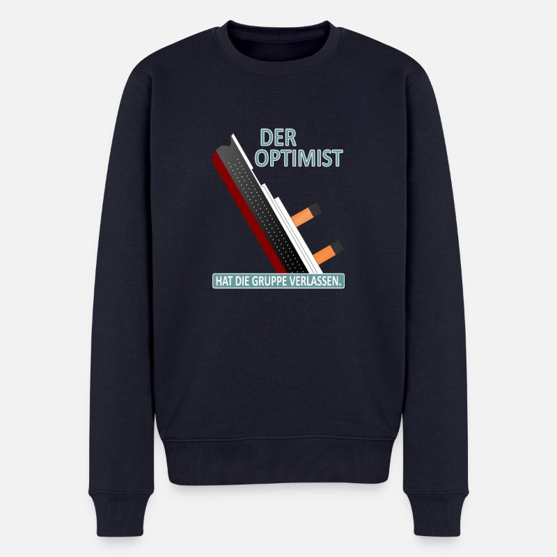 Der Optimist hat die Gruppe verlassen-Satire - Männer Premium Bio Pullover - Navy