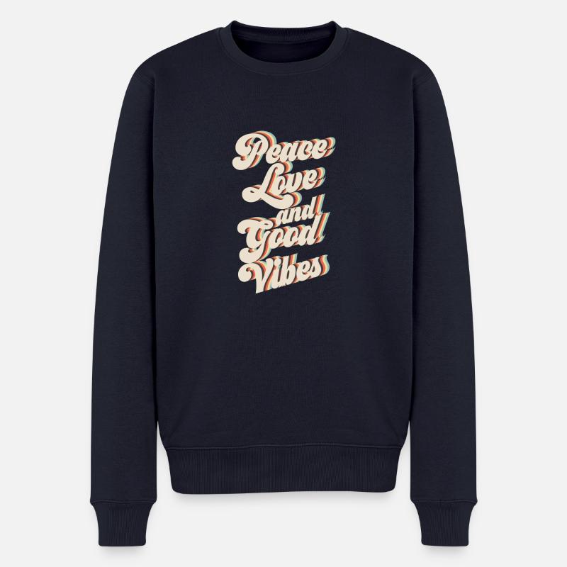 Peace Love And Good Vibes - Männer Premium Bio Pullover - Navy