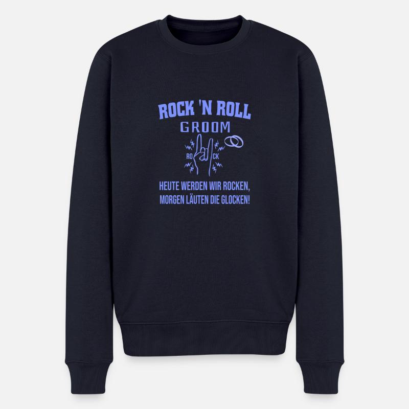 ROCK 'N ROLL GROOM - Männer Premium Bio Pullover - Navy