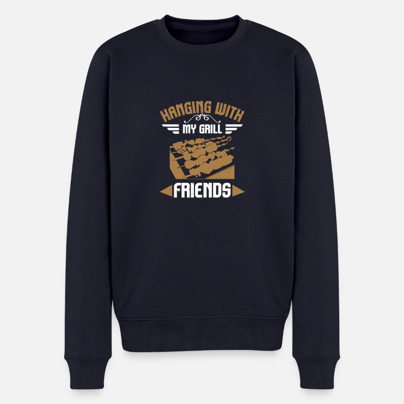 TRAÎNER AVEC MES AMIS GRILL - Pull Premium bio Homme - bleu marine