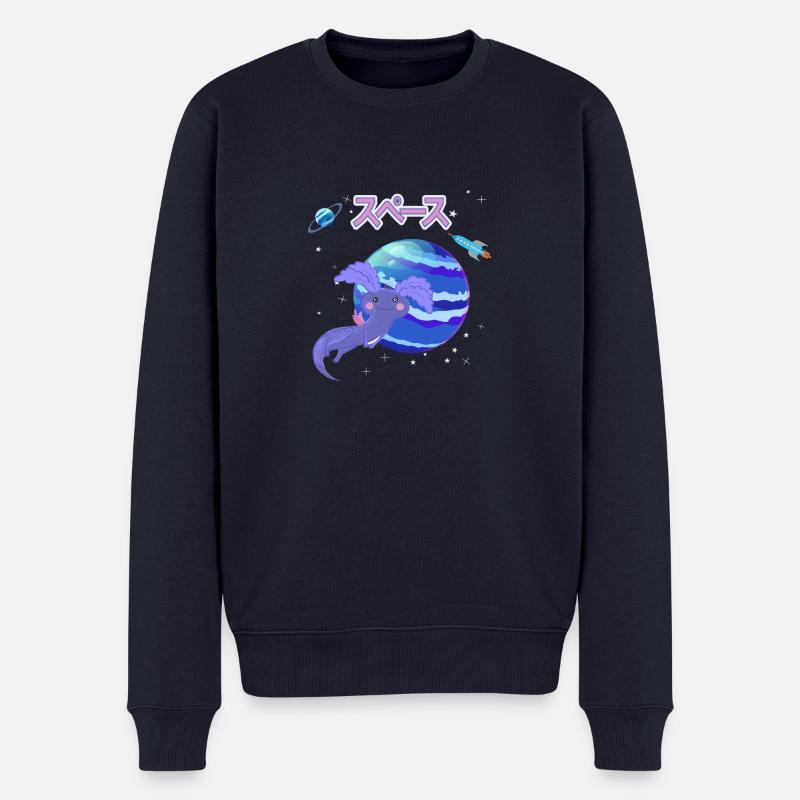 Weltall Axolotl - Männer Premium Bio Pullover - Navy