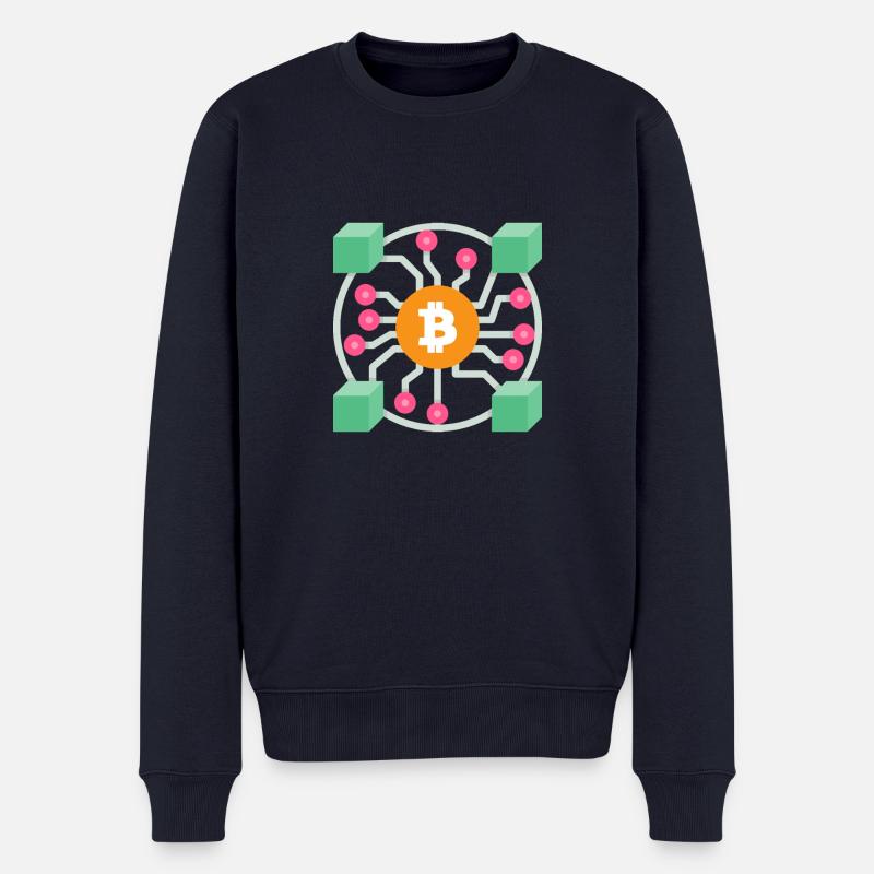 Bitcoin Blockchain Design - Männer Premium Bio Pullover - Navy
