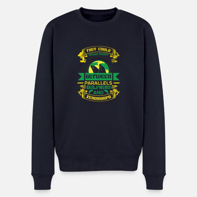 ZWISCHEN PARALLELEN DELFINE - Männer Premium Bio Pullover - Navy