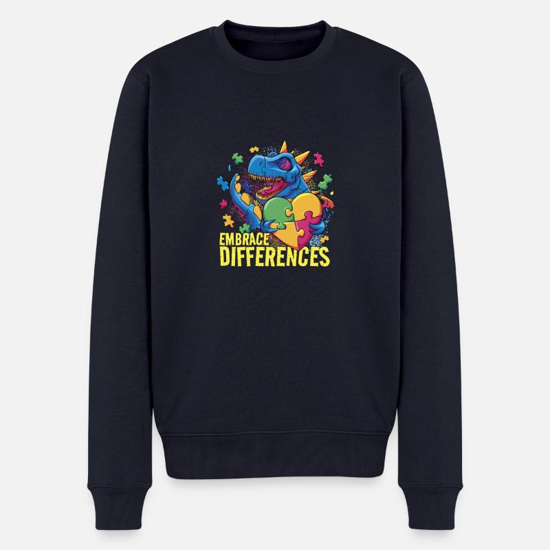 Herz-Dinosaurier - Männer Premium Bio Pullover - Navy