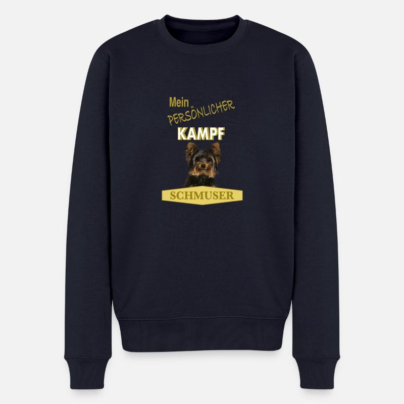 Persönlicher Kampfschmuser - Yorkshire Terrier - Männer Premium Bio Pullover - Navy