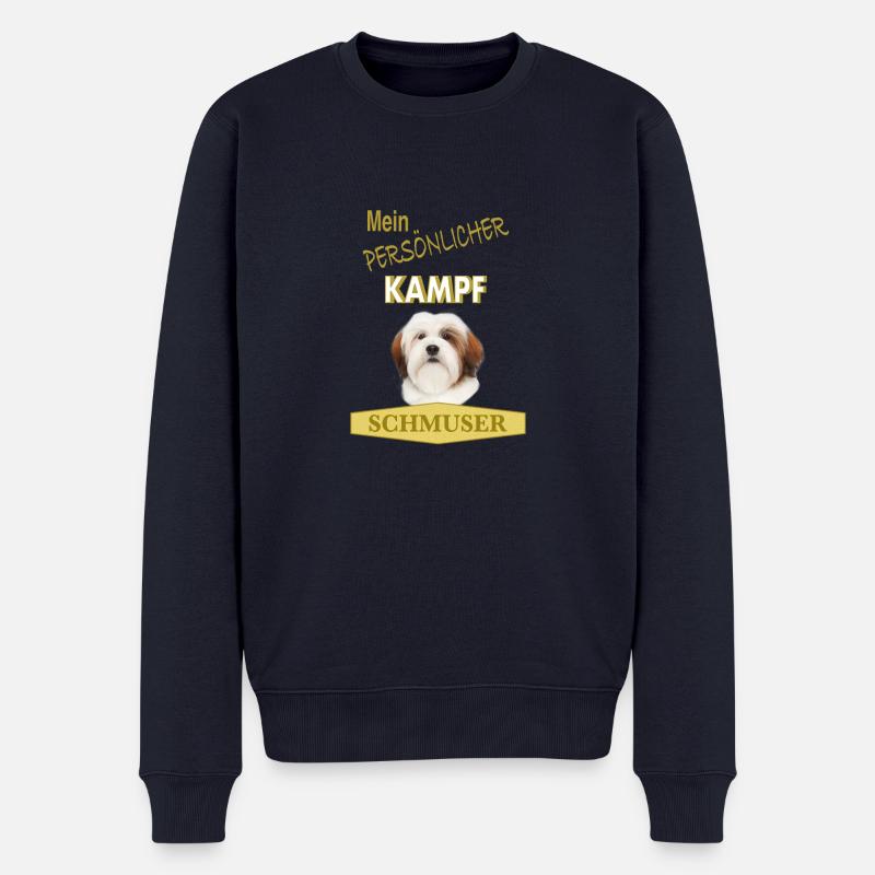 Persönlicher Kampfschmuser - Lhasa Apso - Männer Premium Bio Pullover - Navy