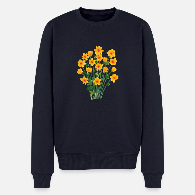 Gelbe Butterblume Aquarell - Männer Premium Bio Pullover - Navy
