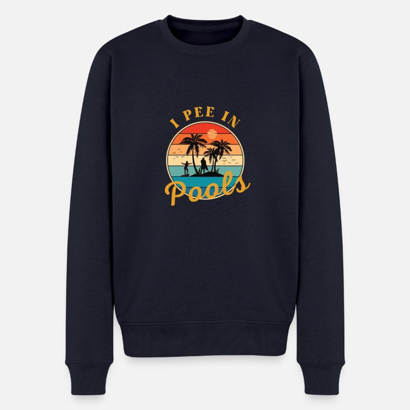 Ich Pinkle In Pools Lustig Ich Pinkle In Pools - Männer Premium Bio Pullover - Navy