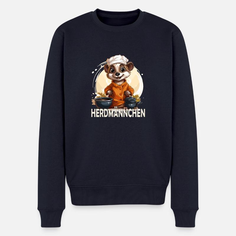 Lustiges Erdmännchen als Koch - Männer Premium Bio Pullover - Navy