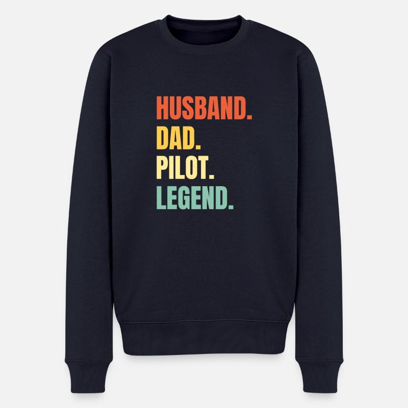 Husband Dad Pilot Legend - Männer Premium Bio Pullover - Navy