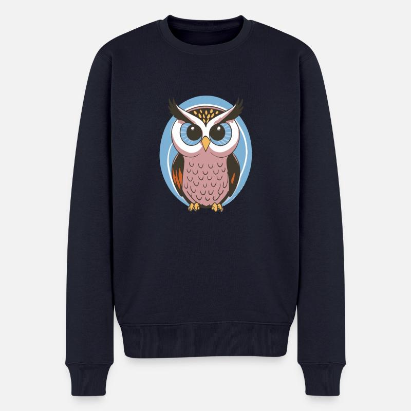 NIEDLICHE Eule - Männer Premium Bio Pullover - Navy