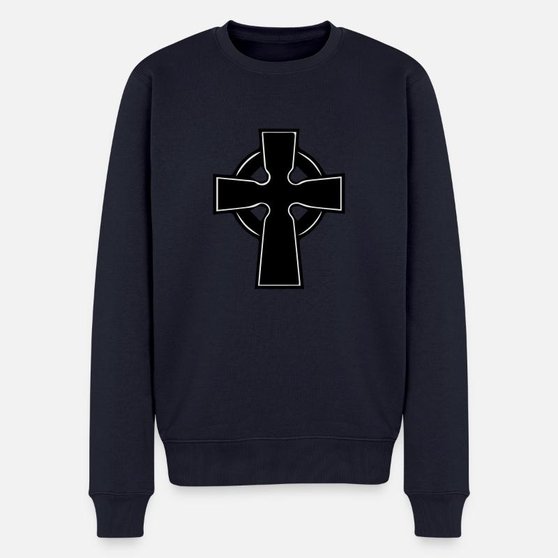 celtic_cross - Männer Premium Bio Pullover - Navy