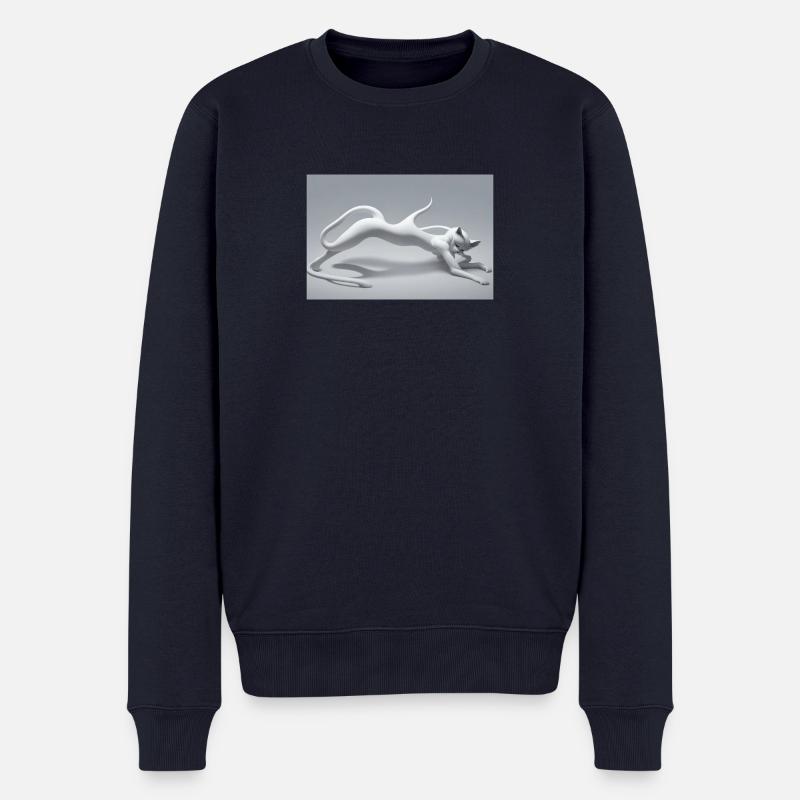 Abstraktes Katzenkunstwerk - Männer Premium Bio Pullover - Navy