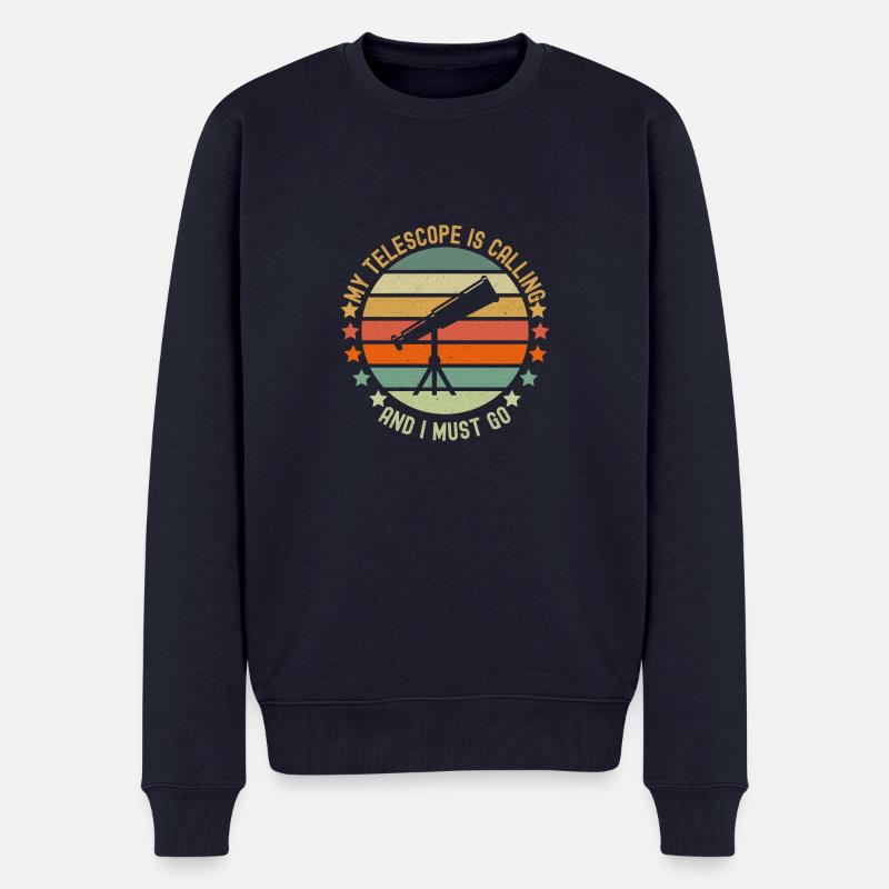 MEIN TELESKOP RUFT 1 - Männer Premium Bio Pullover - Navy