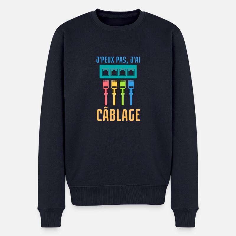 Câblage réseau informatique - Pull Premium bio Homme - bleu marine