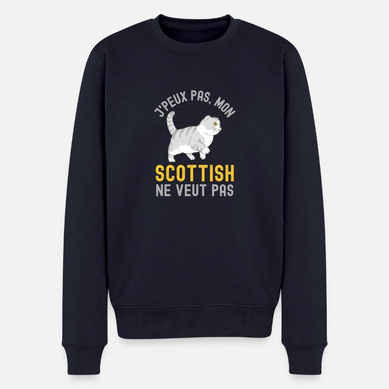 Chat de race scottish 1 - Pull Premium bio Homme - bleu marine