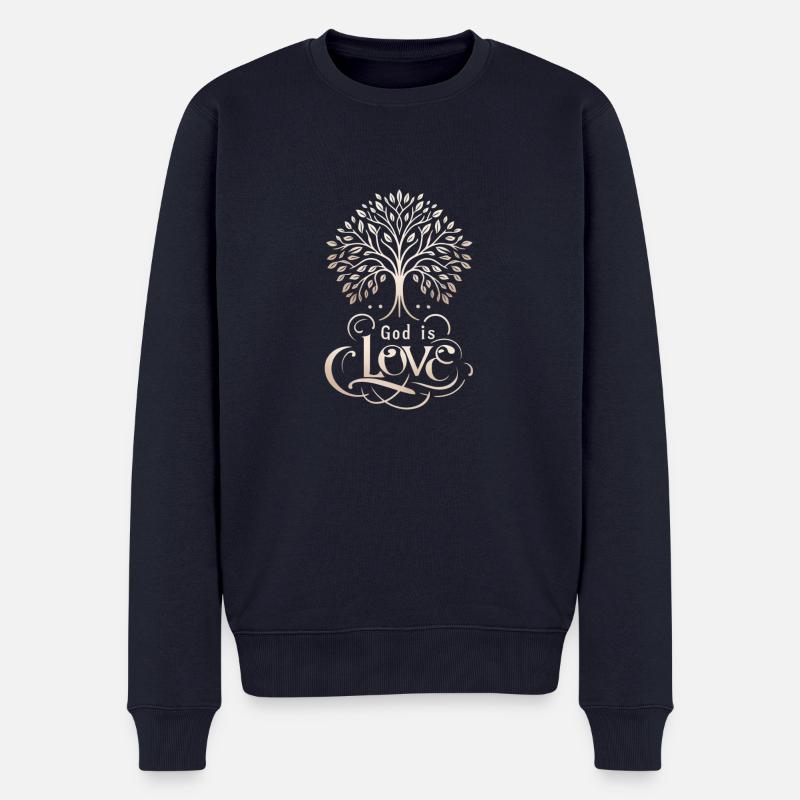 god is love - Pull Premium bio Homme - bleu marine