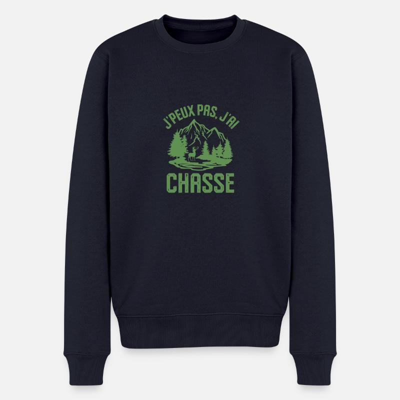 Chasse chasseur cerf bois - Pull Premium bio Homme - bleu marine