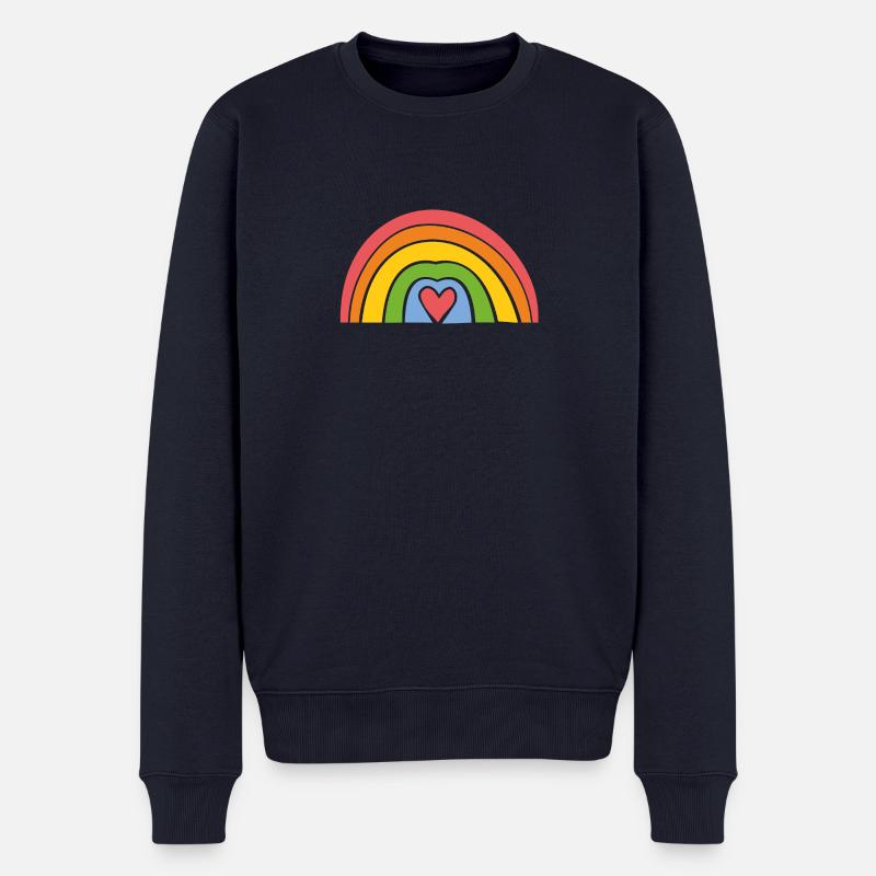 Regenbogen mit Herz - Männer Premium Bio Pullover - Navy