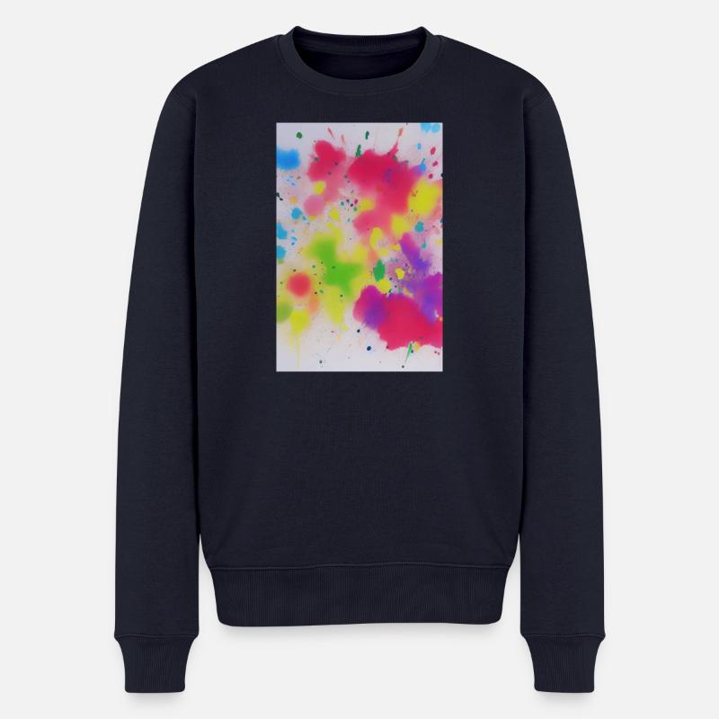 Bunte Farbspritzer - Männer Premium Bio Pullover - Navy