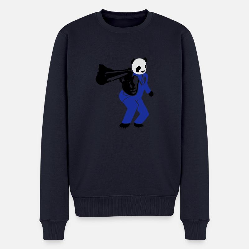 shooting panda 2 - Männer Premium Bio Pullover - Navy