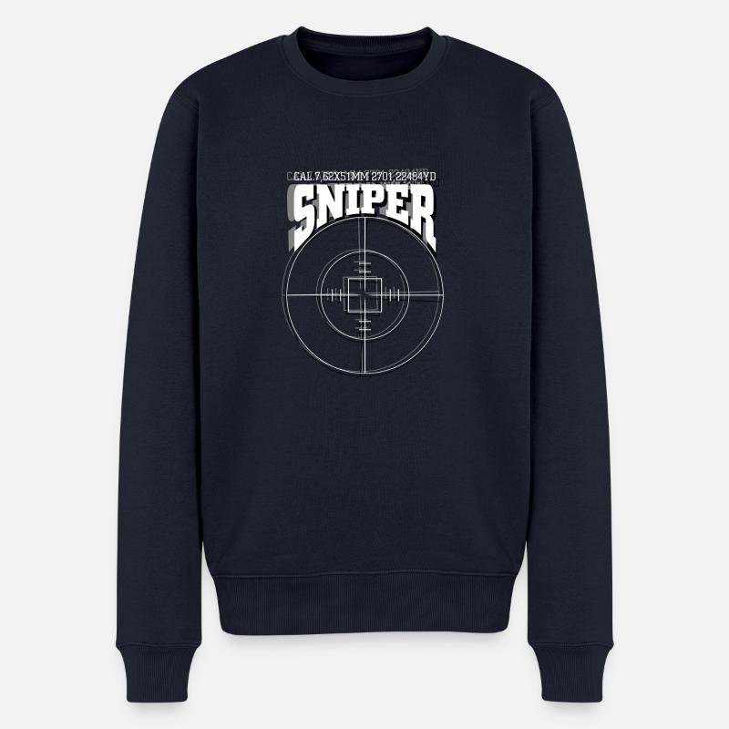 Sniper (white) - Männer Premium Bio Pullover - Navy