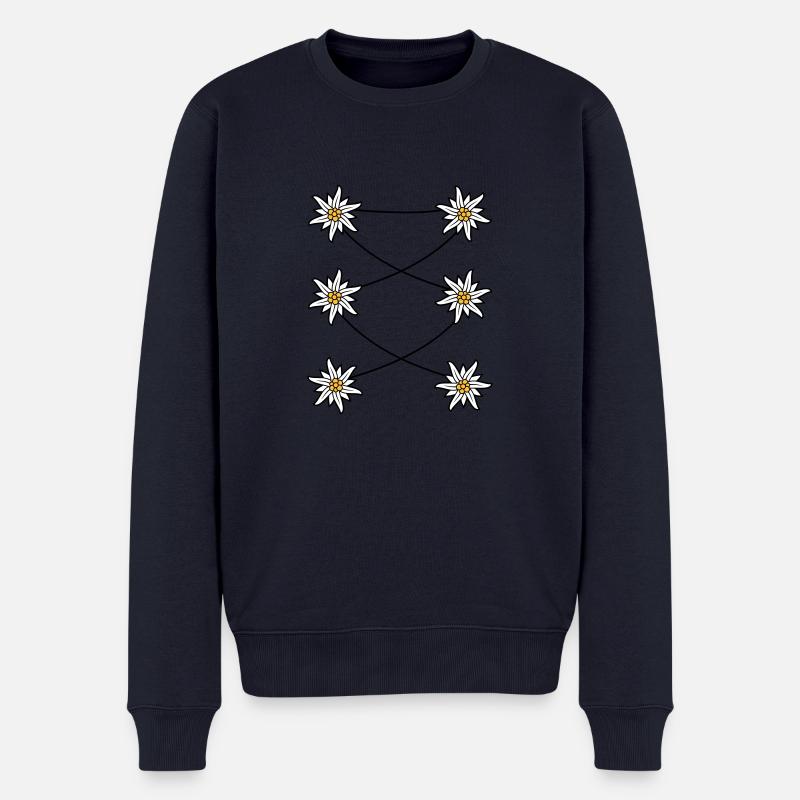Tablier Dirndl Edelweiss - Pull Premium bio Homme - bleu marine