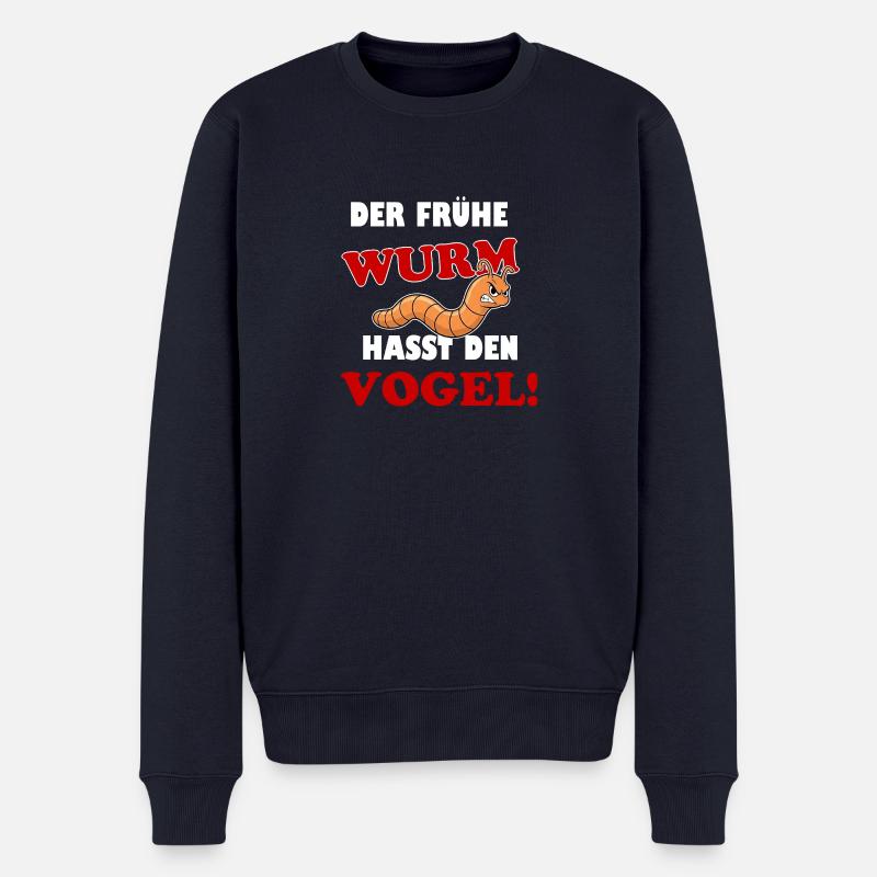 Der frühe Wurm fängt den Vogel - Männer Premium Bio Pullover - Navy