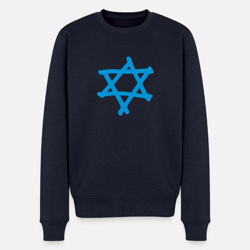 Davidstern 2 - Männer Premium Bio Pullover - Navy