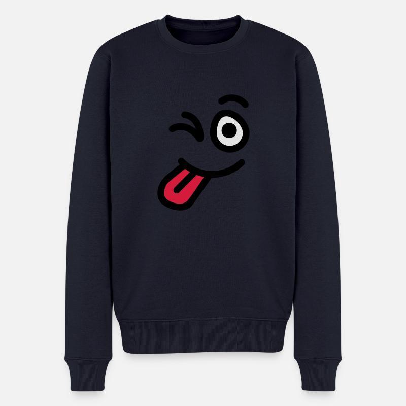 wink_face - Männer Premium Bio Pullover - Navy