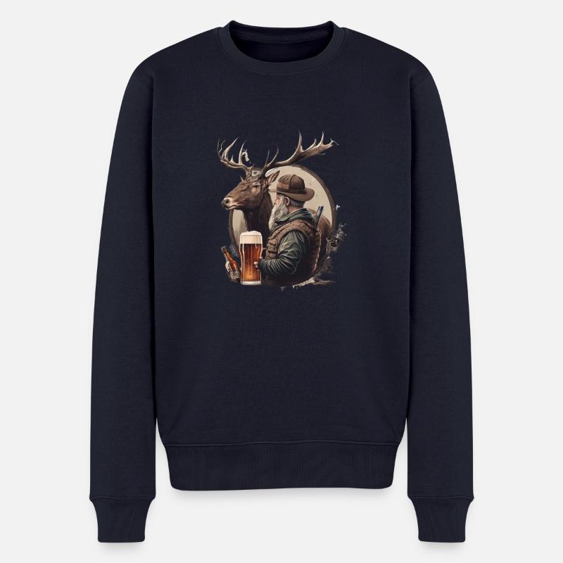Jäger trinkt Bier - Männer Premium Bio Pullover - Navy