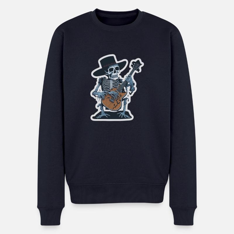 Skelett Spielt Gitarre Cool - Männer Premium Bio Pullover - Navy