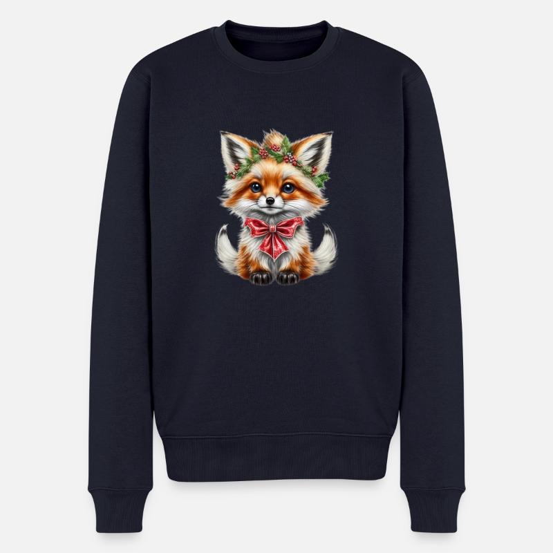 Weihnachtsfuchs - Männer Premium Bio Pullover - Navy