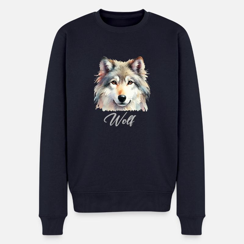 wolf - Männer Premium Bio Pullover - Navy