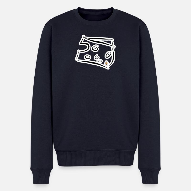 Cartoon Käse mit Minifigur - Männer Premium Bio Pullover - Navy