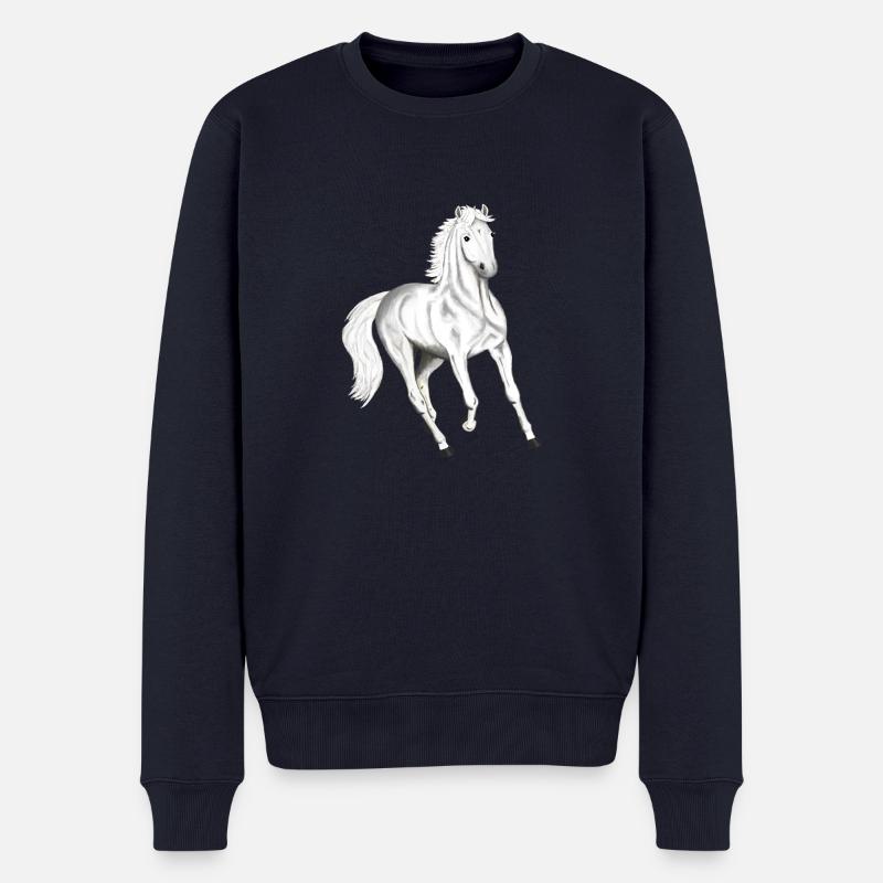 Langarmshirt mit Pferdemotiv Geronimo - Männer Premium Bio Pullover - Navy
