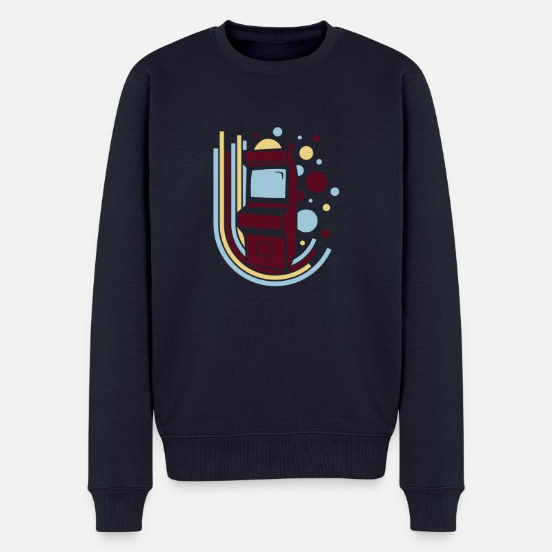 Arcade-Automat (Retro Kreise) - Männer Premium Bio Pullover - Navy