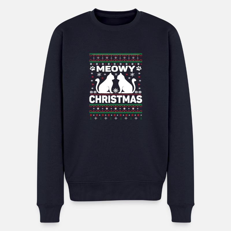 Meowy Christmas - Männer Premium Bio Pullover - Navy