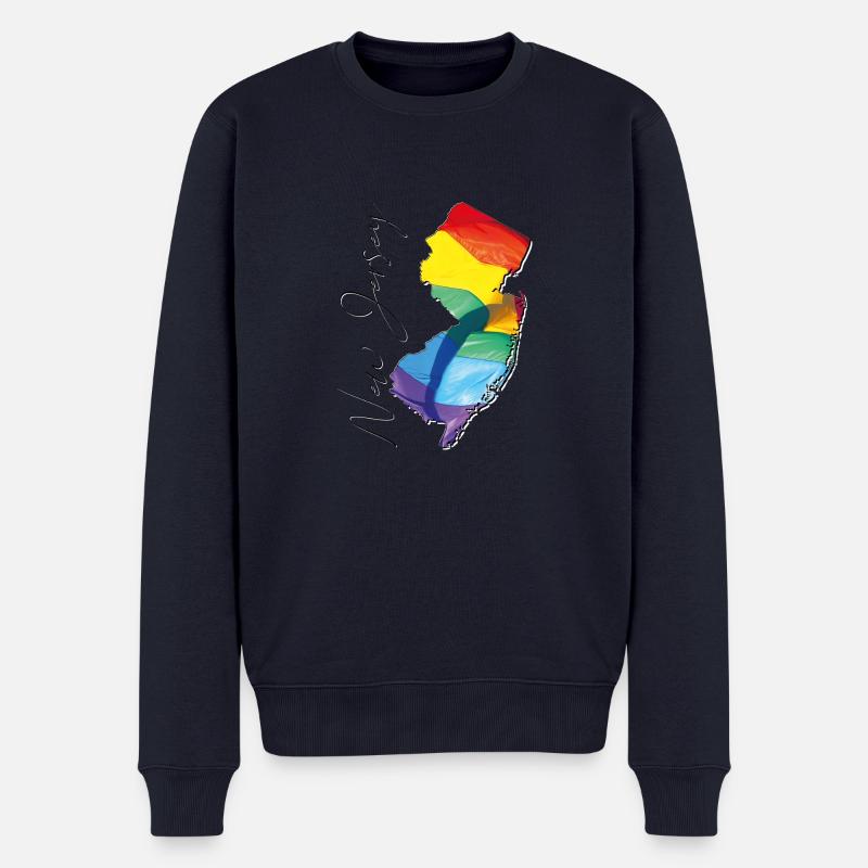 New Jersey (USA) | echte Flagge | LGBTQIA+ Script - Männer Premium Bio Pullover - Navy