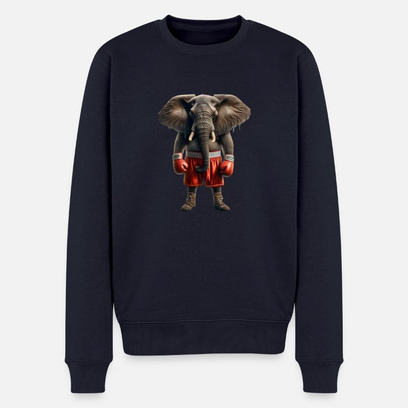 Elefant mit Boxhandschuhen - Männer Premium Bio Pullover - Navy