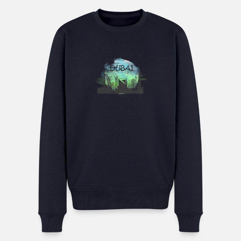 Dubai Tourismus Wasserfarbe Skyline Geschenk - Männer Premium Bio Pullover - Navy
