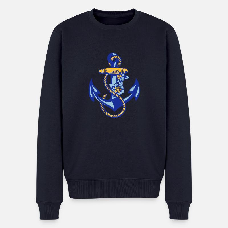 d'ancre de marin * - Pull Premium bio Homme - bleu marine