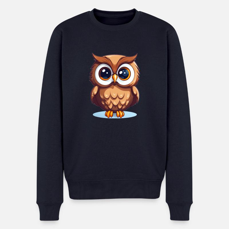 Süße cartoon Eule - Männer Premium Bio Pullover - Navy