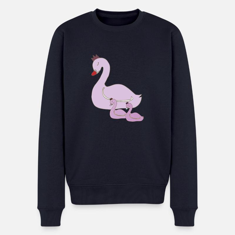 schwan mutter und kinder - Männer Premium Bio Pullover - Navy