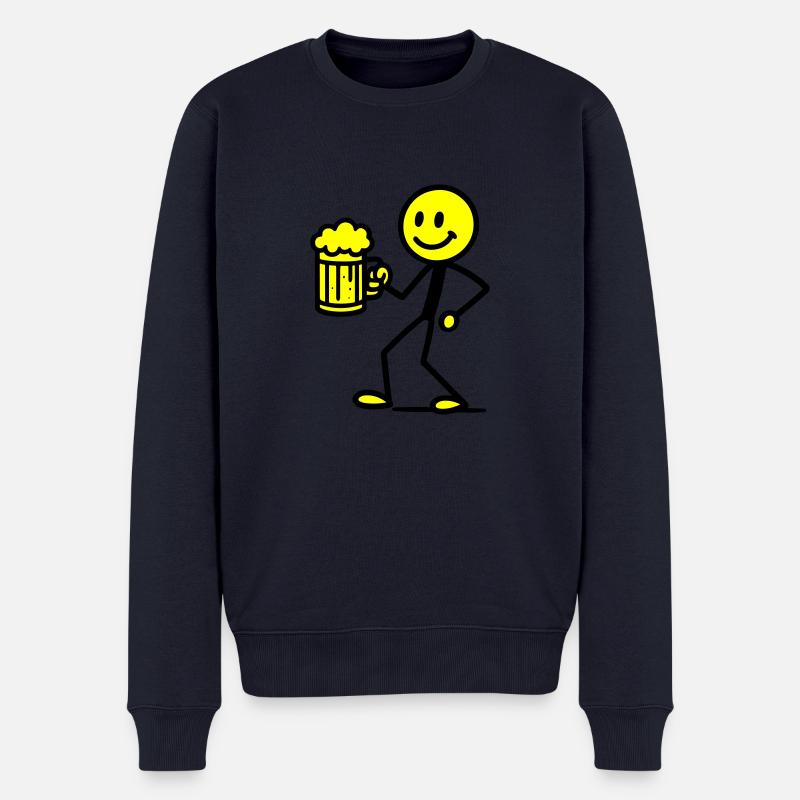 Strichmännchen Bier - Männer Premium Bio Pullover - Navy