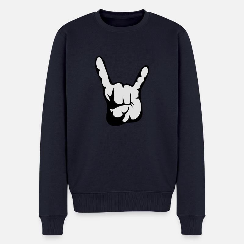 gruss01_2 - Männer Premium Bio Pullover - Navy