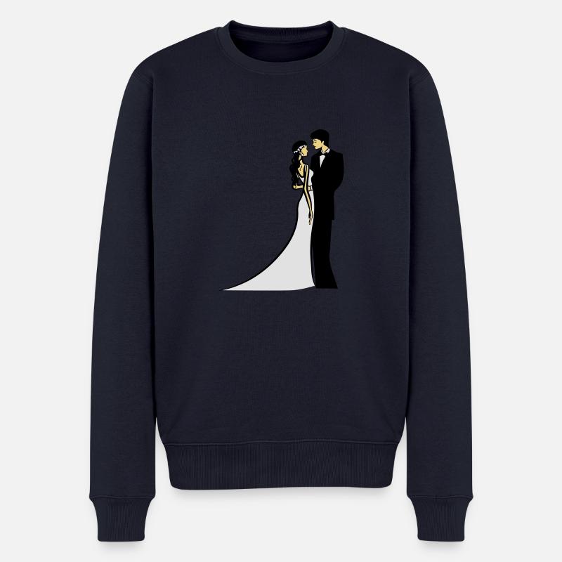 Heirat glücklich ehe - Männer Premium Bio Pullover - Navy