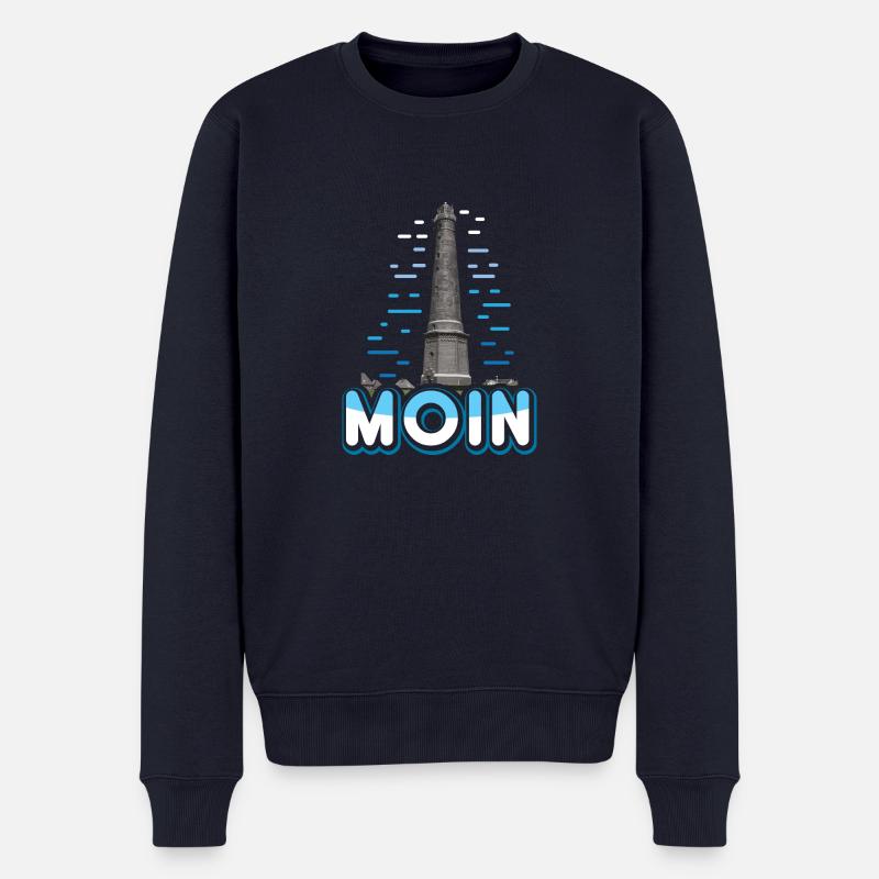 Moin mit Leuchtturm - Männer Premium Bio Pullover - Navy
