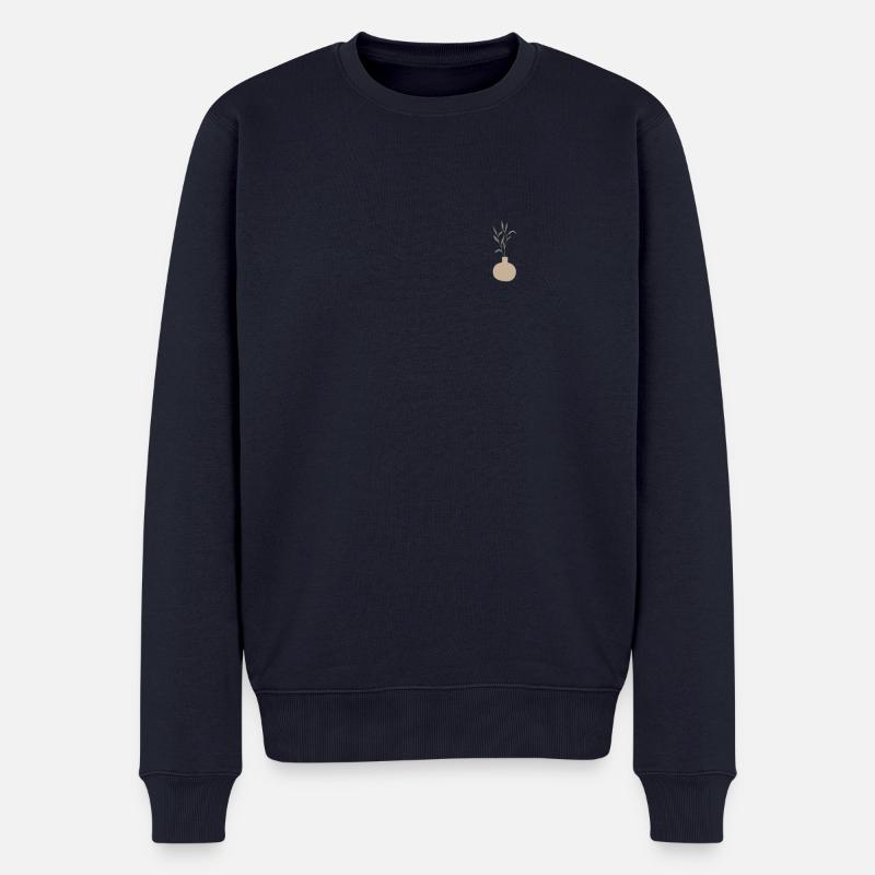 Blume in Vase - Männer Premium Bio Pullover - Navy